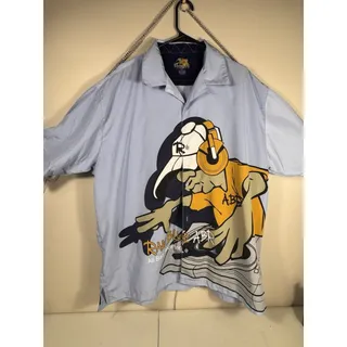 Photo of Vtg Y2K Raw Blue ABR All Bad Reversed DJ Button Up Shirt 2XL Graphic 2000s Rare