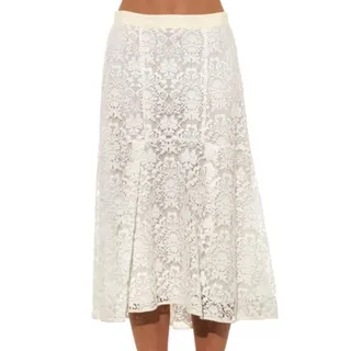 Photo of Rebecca Taylor Cream White Lace A-Line Mermaid Fluted Midi Skirt size 6 NEW Tags