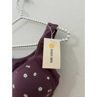 Photo of Daisy Bra Size Medium Front Closure Easy Snaps Wireless Purple Floral Comfort Post Surgery