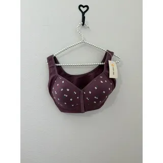 Photo of Daisy Bra Size Medium Front Closure Easy Snaps Wireless Purple Floral Comfort Post Surgery
