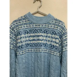 Photo of Vintage 1980's Jantzen Sweater Blue Knit Jumper Winter Pullover Made in USA