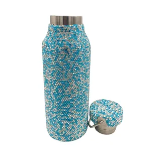 Photo of Diva Rhinestone Stainless Steel Water Bottle Turquoise & Clear