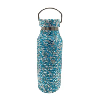 Photo of Diva Rhinestone Stainless Steel Water Bottle Turquoise & Clear