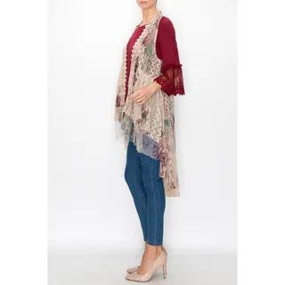 Photo of Origami Hi-Lo Lace Vest Taupe Rose Small