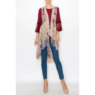 Photo of Origami Hi-Lo Lace Vest Taupe Rose Small