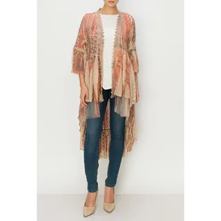 Photo of Origami Taupe Mauve Lace Hi-Lo Cardigan Small