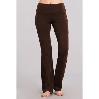 Photo of Chatoyant Mineral Wash Bootcut Crochet Lace Brown Large