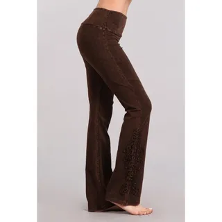 Photo of Chatoyant Mineral Wash Bootcut Crochet Lace Brown Large
