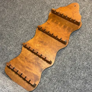 Photo of Vintage Wooden Souvenir Spoon Wall Display Rack Collector Hanging Wood Shelf