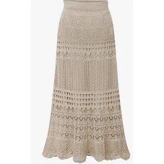 Photo of Stretched High Waist Crochet Hollow Out Knit Flowy Patterned Lace Maxi Skirt-