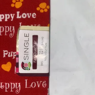 Photo of Puppy Love Fat Quarter Cotton Fabric Pawprints 18x21” Red