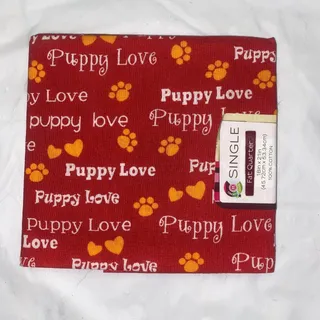Photo of Puppy Love Fat Quarter Cotton Fabric Pawprints 18x21” Red