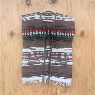 Photo of Southwestern Blanket Poncho Vest Halloween Thanksgiving Costume Adult Medium