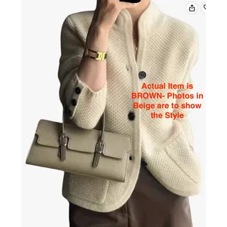 Photo of Business Casual Blazer Jacket Waffle Knit Sweater Cardigan Top Open Front Coat 