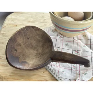 Photo of Antique Hand Carved Wood Butter Paddle Dough Scoop Primitive Farmhouse Kitchen