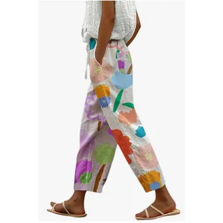 Photo of Vintage Floral Print High Elastic Waist Wide Leg Capri Beach Palazzo Pants