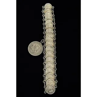 Photo of Vintage Mexican Coin Bracelet 1951 Coins Made in Mexico 52.8g Statement