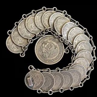 Photo of Vintage Mexican Coin Bracelet 1951 Coins Made in Mexico 52.8g Statement