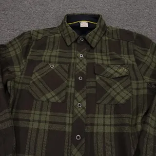 Photo of Rab Shirt Mens Large Green Plaid Flannel Long Sleeve Wool Blend Hiking Outdoor