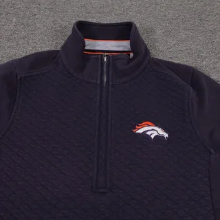 Photo of Denver Broncos Sweatshirt Womens Medium Blue NFL Football Tommy Bahama 1/4 Zip