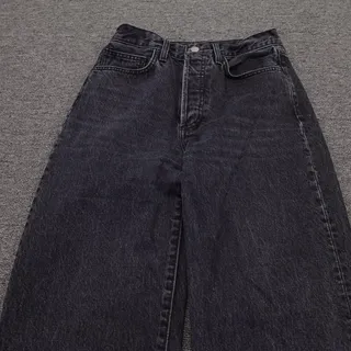 Photo of Denim Forum The Farrah High Rise Wide Leg Jeans Womens 27 Black Charcoal 27x27