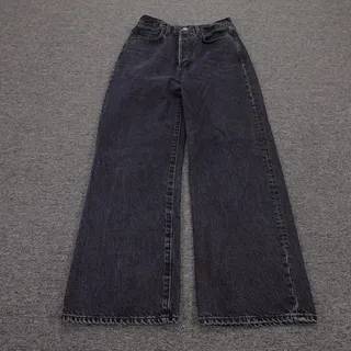 Photo of Denim Forum The Farrah High Rise Wide Leg Jeans Womens 27 Black Charcoal 27x27