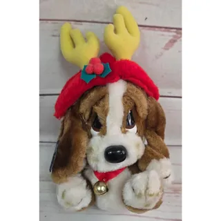 Photo of Vintage 1986 Applause Sad Sam Dog Plush Reindeer Antlers 6"