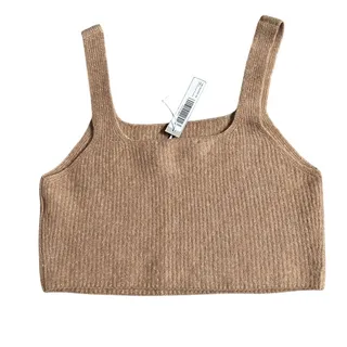 Photo of Everlane Cozy-Stretch Tank Camel Wool Yak Hair Blend Ribbed Crop Tank NWT Large