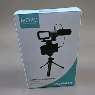 Photo of iVlogger Kit, iPhone Compatible Accessories LED Light Shotgun Microphone by Movo