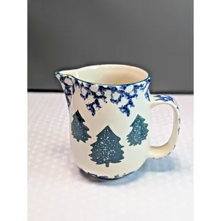 Photo of Vintage Folk Craft Cabin in the Snow Creamer by Tienshan Sponged Christmas Trees