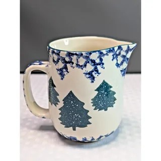 Photo of Vintage Folk Craft Cabin in the Snow Creamer by Tienshan Sponged Christmas Trees
