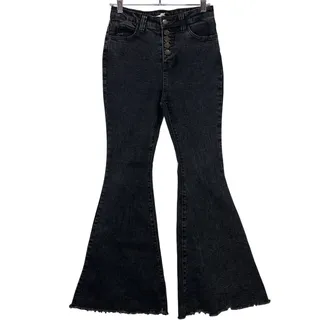 Photo of Entro Size S Bellbottom Jeans Black Flare Leg Stretch Button Fly Hippie Boho