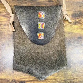 Photo of Cowhide Shoulder Bag Hair On Tooled Leather Bead Detail Native Southwest Cowgirl