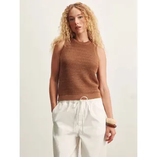 Photo of SANCTUARY Natural State Metallic Knit Halter Crop Tank Toasted Coconut L NWT