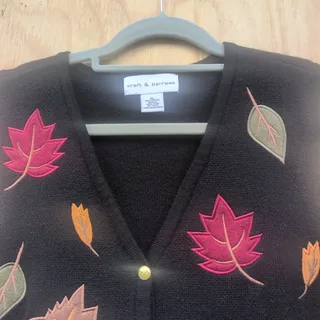 Photo of Croft & Barrow Embroidered Leaves Whimsical Fall Thanksgiving Vest Women's XL