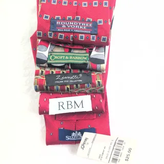 Photo of Vtg Lot of (5) 100% SilkTies Reds (Zionetti, Roundtree & York, RBM, StaffordNWT)