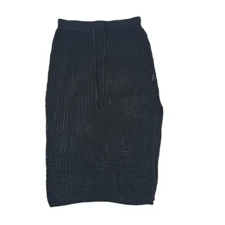 Photo of Halara Mesh Crochet Open Knit Midi Skirt Drawstring Size M Black Resort Coverup