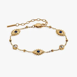 Photo of Evil Eye Crystal Stone Chain Bracelet: Stainless Steel Gold