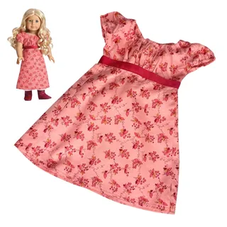Photo of American Girl Caroline Travel Dress Salmon Pink Doll Gown Outfit Accessory New