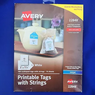 Photo of Avery Printable Tags with Strings, Scallop, 2 x 1.25 Inches, Pack of 126 #22848