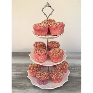 Photo of Checkered Chef 3 Tier Ceramic Serving Stand Cupcake Holder for Party and Display