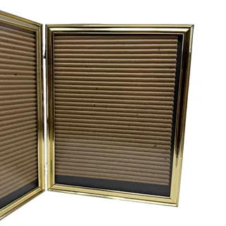 Photo of Vintage Gold Tone Metal Hinged Double Tabletop Picture Frame 10x8