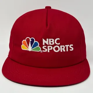 Photo of Vintage 80s NBC Sports Hat Baseball Cap K-Products Made In USA Snapback Red