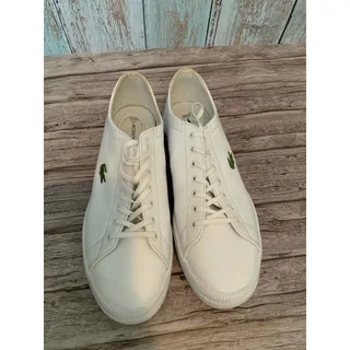 Photo of Lacoste Men's White Tennis Shoes Size 10.5 Y2K Preppy Sneakers