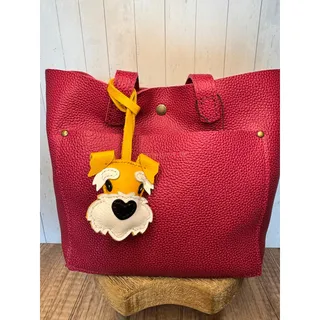 Photo of Genuine Leather Dog Purse Charm Yellow Schnauzer Bag Charm Purse Dog lover