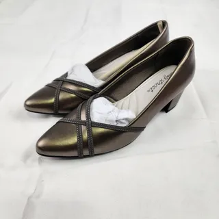Photo of Easy Street Women's Size 8 Pewter Lamy Lotus Pointed Toe Block Heel Pumps