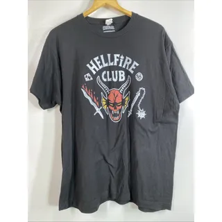 Photo of Stranger Things Hellfire Club Shirt Black Distressed Graphic Tee Mens XL 46