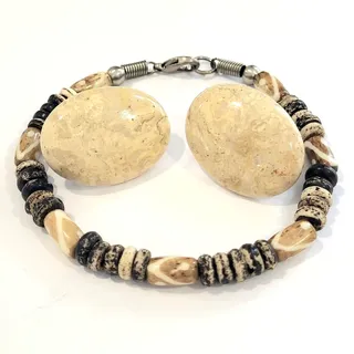 Photo of Natural Jasper Agate & Bone Jewelry Set | Boho Chic Statement
