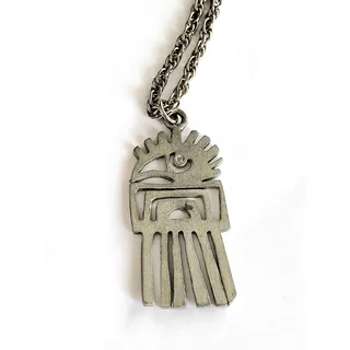 Photo of Boardman Tribal Bird Totem Necklace Primitive Pewter