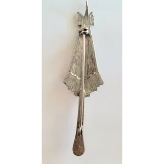 Photo of Vintage Umbrella Brooch Pin Silver Red Clear Rhinestones Whimsical